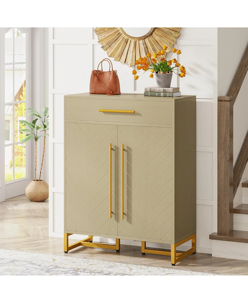 Tribesigns Shoe Cabinet with Doors, 20 Pairs Storage Drawer for Entryway, Modern Rack Organizer Adjustable Shelves Hal