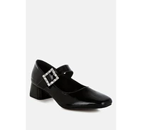 Abeba Diamante Brooch Metallic Mary Jane Pumps