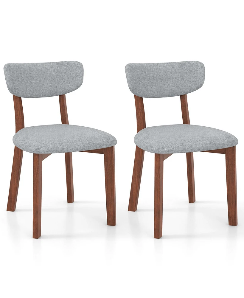 Gouun Dining Chairs Set of 2 Upholstered Mid-Back with Solid Rubber Wood Frame