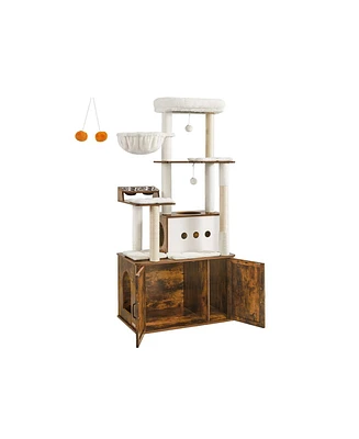 Slickblue 66.9-Inch Cat Tree Cat Tower with Litter Box Enclosure for Play and Privacy