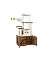 Slickblue 66.9-Inch Cat Tree Cat Tower with Litter Box Enclosure for Play and Privacy