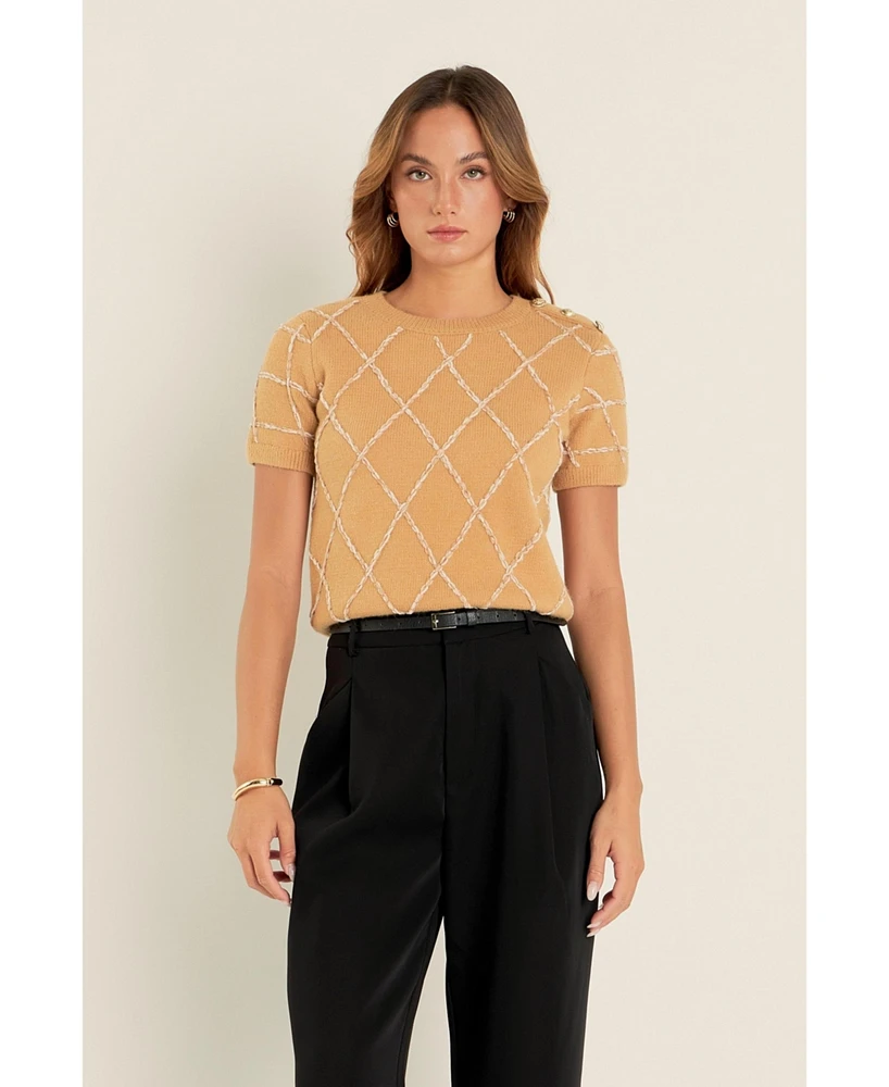 endless rose Women's Diamond Pattern Knit
