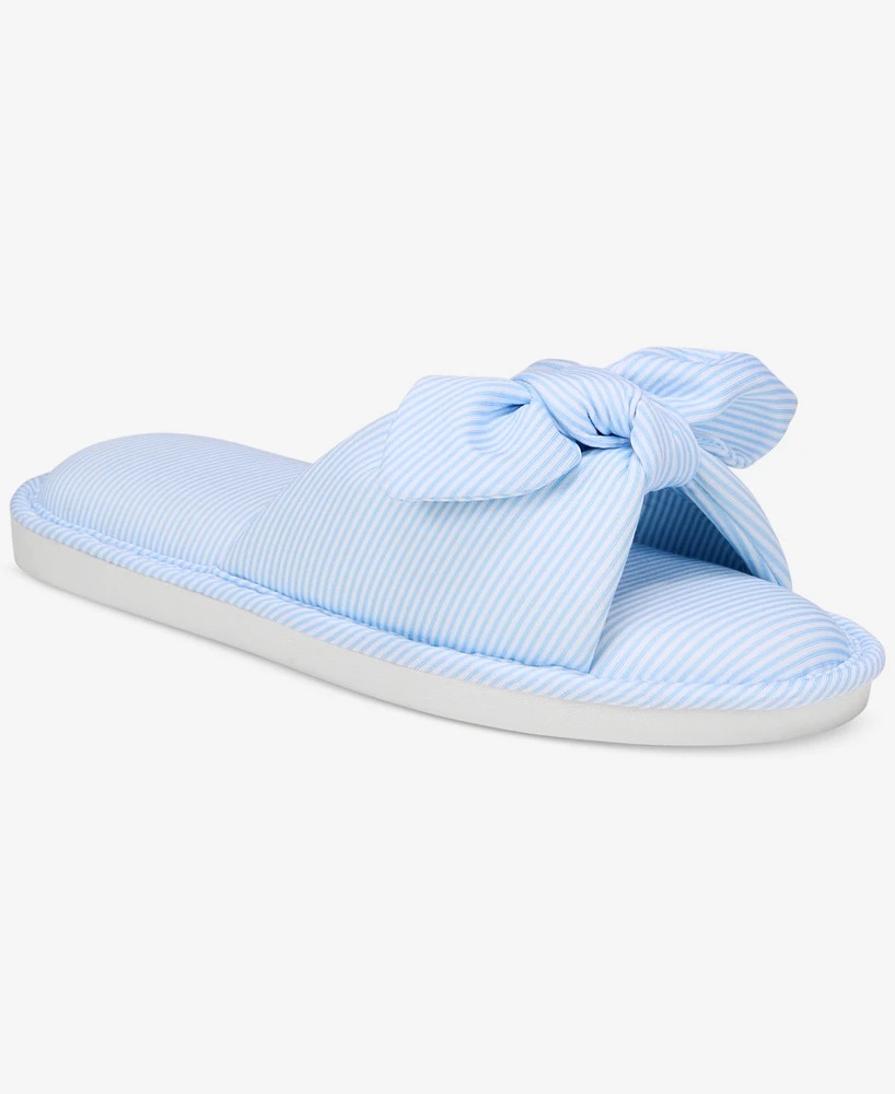 Charter Club Women's Striped Bow Slide Slippers, Exclusively at Macy's