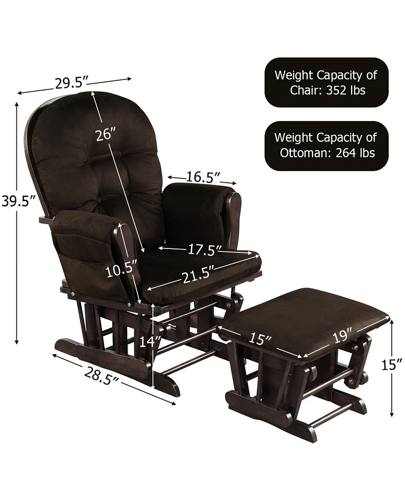 Gymax Baby Nursery Relax Rocker Rocking Chair Glider & Ottoman Set w/ Cushion