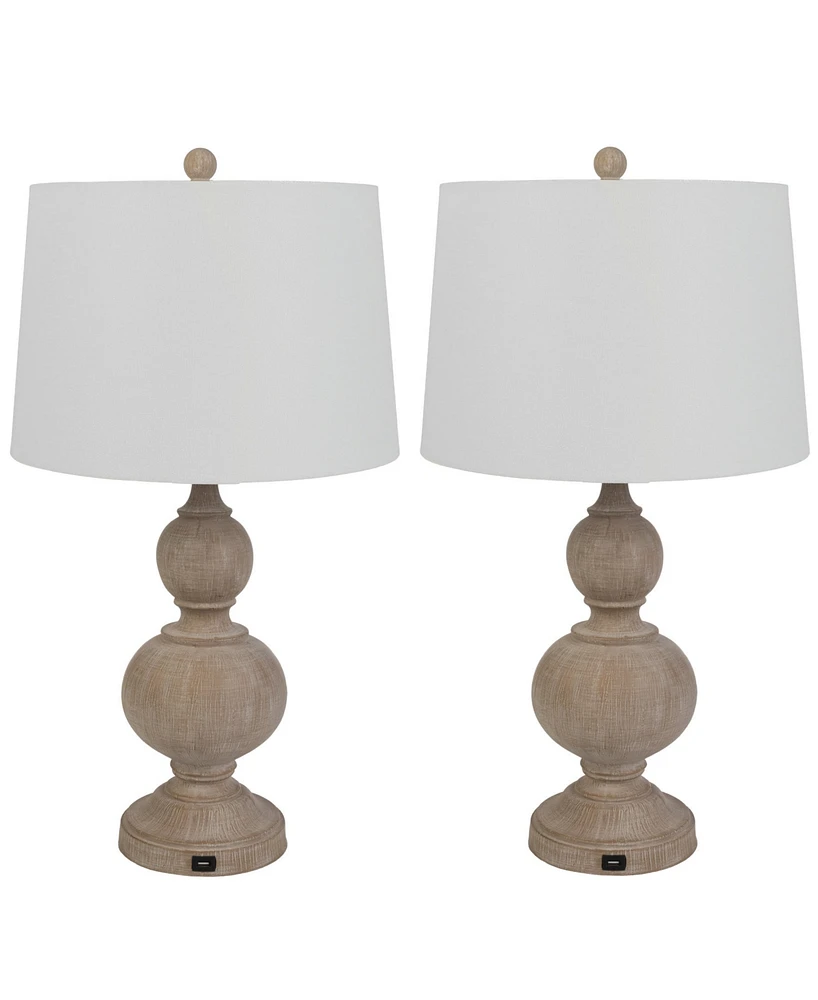 Lavish Home 27.17" Usb Charging Led Table Lamp Set