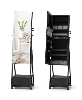 Gouun Jewelry Cabinet with Full-Length Mirror