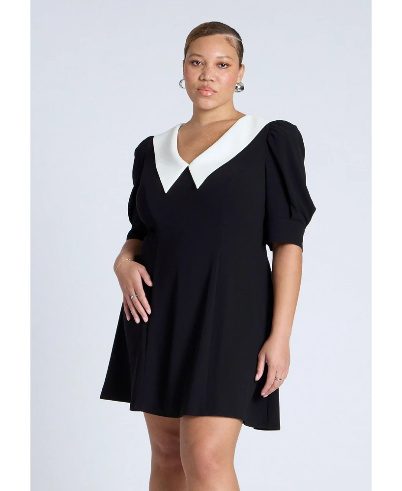Eloquii Women's Contrast Collar Mini Dress