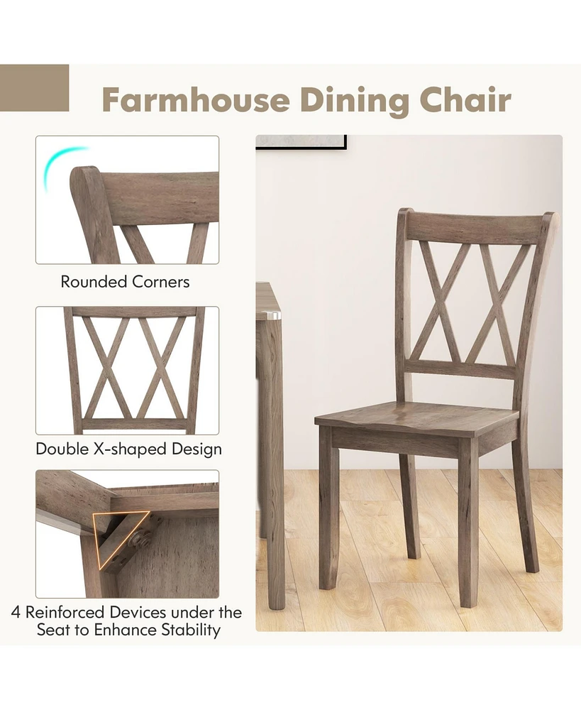 Gouun Set of 2 Wooden Dining Chairs Mid Century Farmhouse Retro Kitchen Chairs