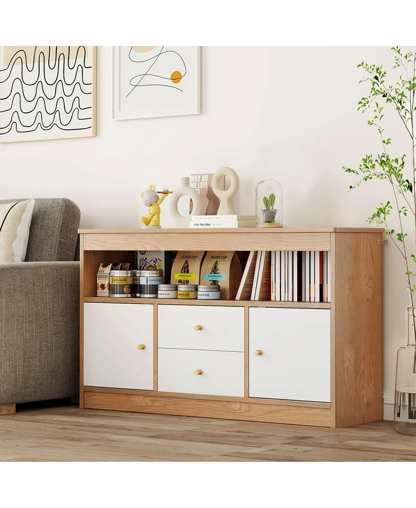 Kids Toy Storage Organizer Wooden Children Bookshelf Chest with Open Shelf