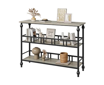 gaomon Console Table, 3-Tier Sofa Tables Narrow Entryway Table with Storage, 43" Behind Couch Table Industrial Hallway Table Home Furniture for Living
