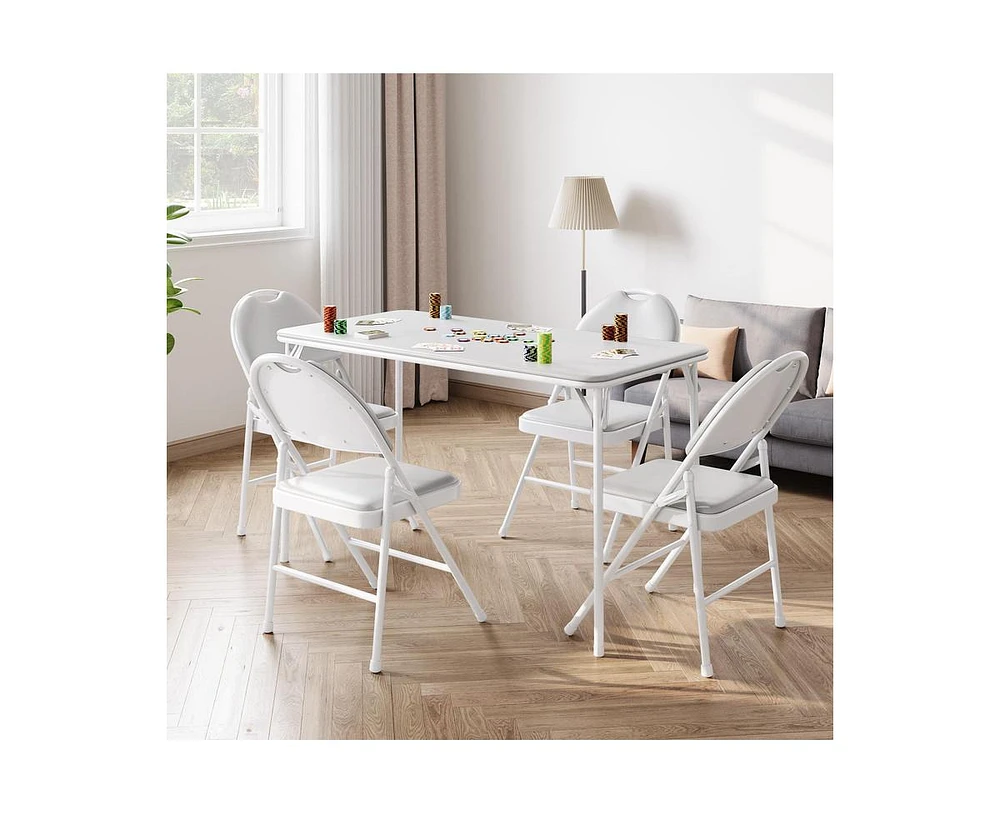 gaomon Folding Table, Portable Folding Card Rectangle Table with Sturdy Metal Frame, Pu Leather Upholstered Foldable Table, for Dining Room