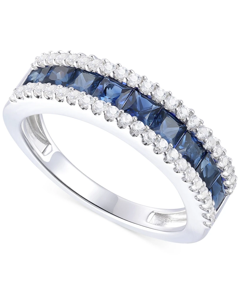 Emerald (1 ct. t.w.) & Diamond (1/3 Channel Set Band 14k Gold (Also available Ruby Sapphire)