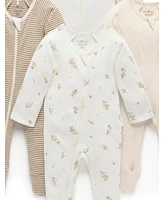Purebaby Baby Girl and Boy Zip Coverall 4 Pack