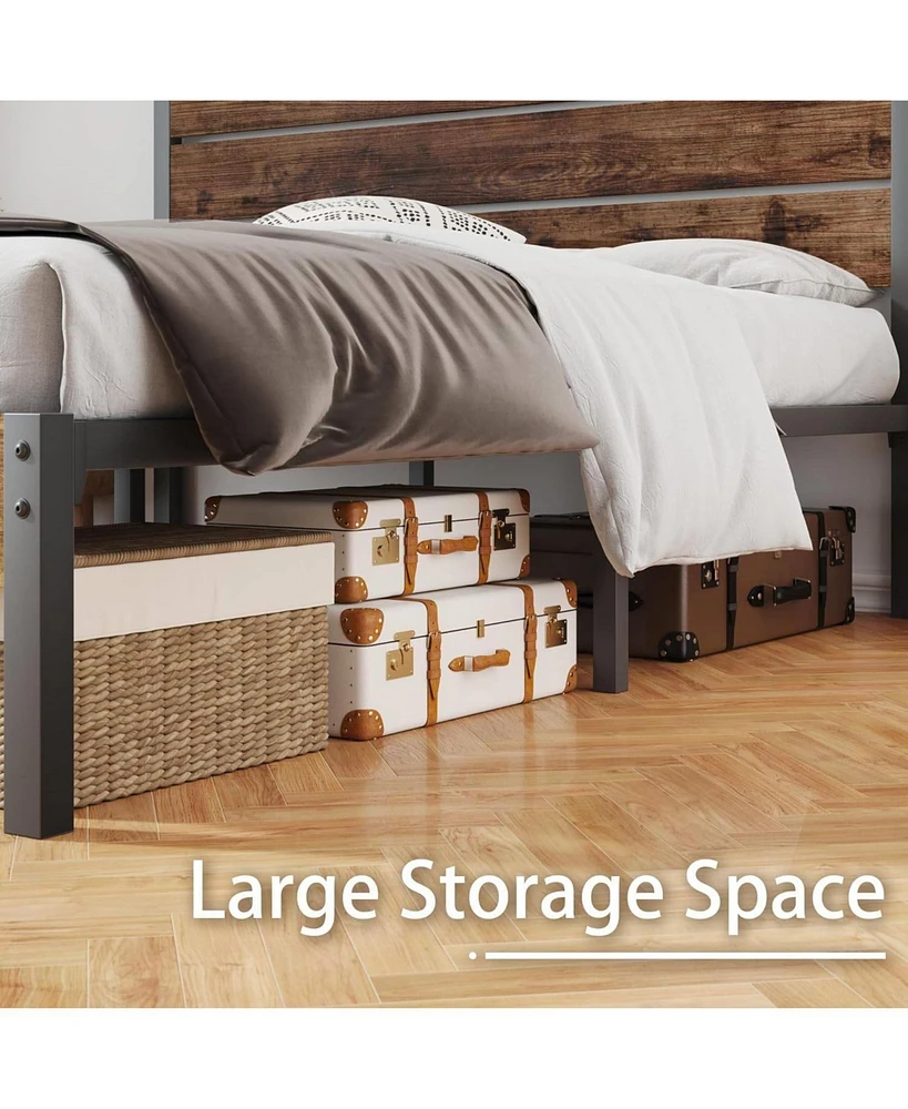 Slickblue Modern Farmhouse Platform Bed Frame - Rustic Style with Sleek, Minimalist Design