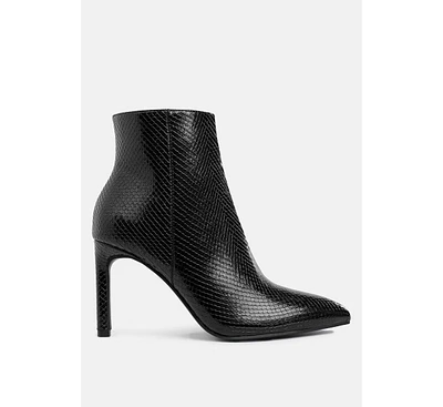Tatria Textured Stiletto Heel Ankle Boots