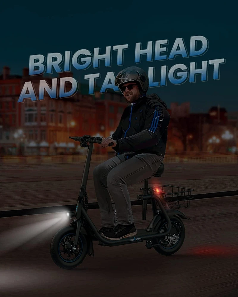 Urbanmax C1/C1 Pro Electric Scooter with Seat, 450W Powerful Motor up to 20/25 Miles Range, Foldable Electric Scooter for Adults Max Speed 15.5/18.6 M