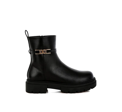 Corsac Buckle Belt Ankle Boots