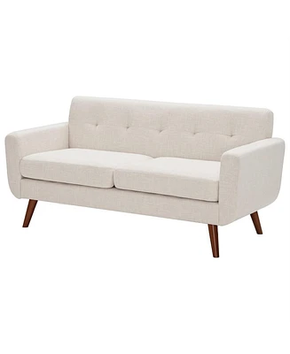 Compact Mid-Century Loveseat – Upholstered Fabric Couch for Living Room, Apartment, or Office