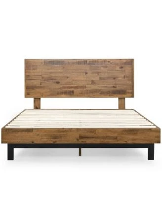 Slickblue Solid Wood Modern Platform Bed Frame With Adjustable Height Headboard