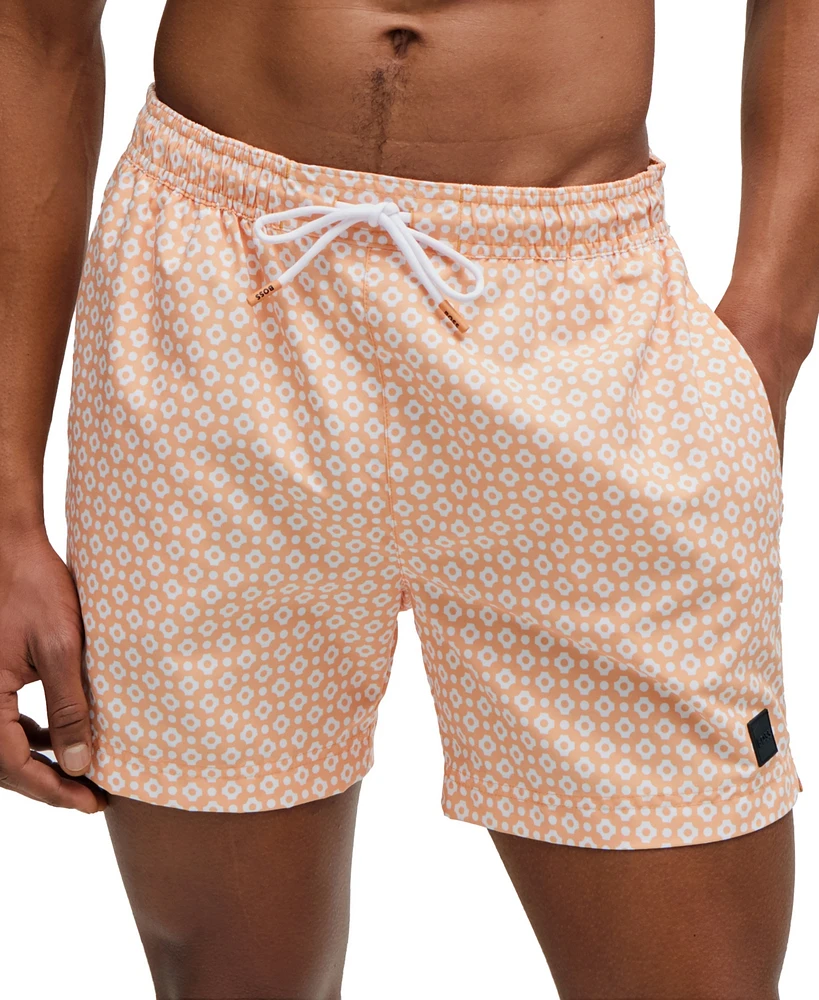 Boss by Hugo Boss Men's Micro-Print Quick-Drying Swim Shorts