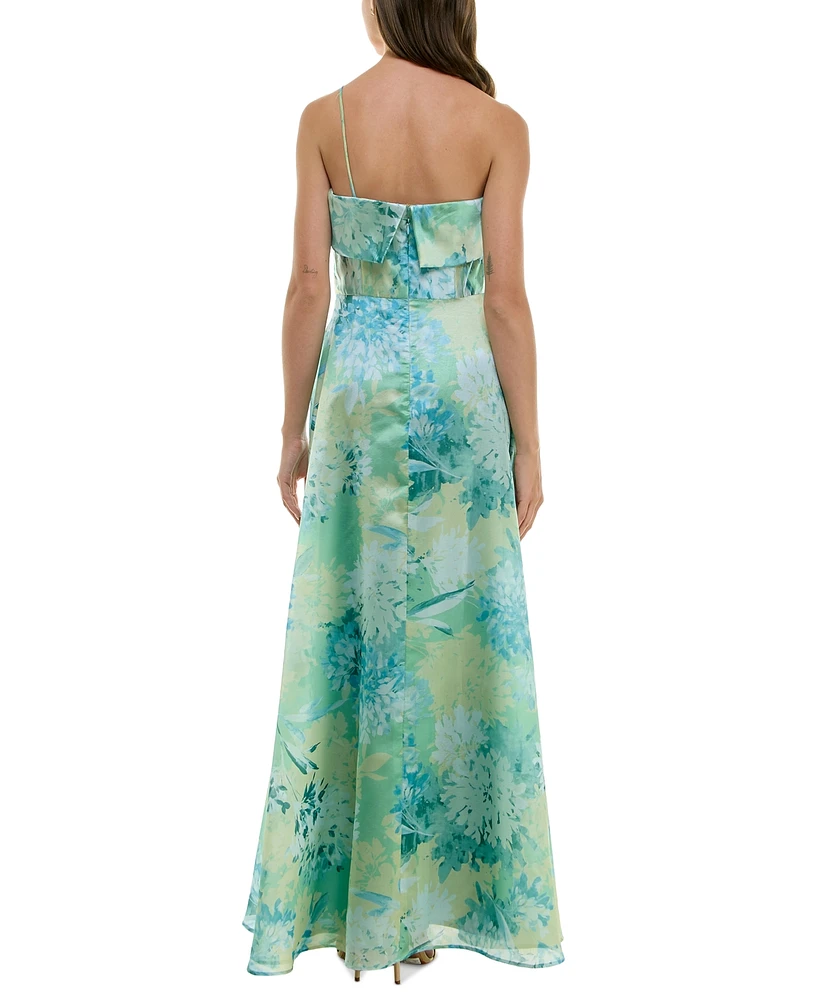 Taylor Women's Asymmetric-Neck Bow-Strap Gown