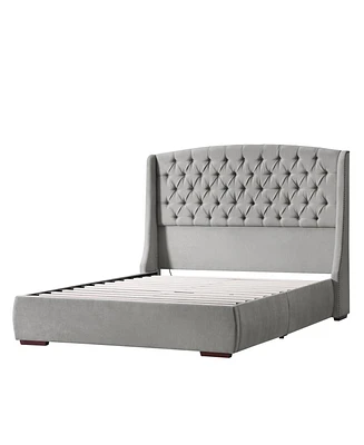 Hulala Home Alina Modern 66.25" Bed with Solid Wood Feet and Charging Ports