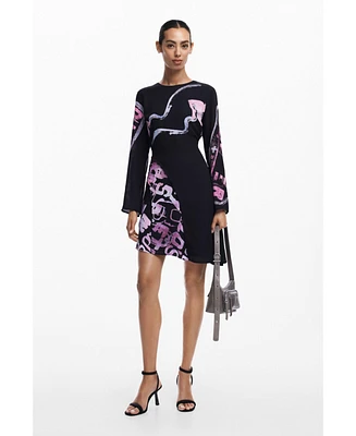 Desigual Women's Asymmetric short dress with letters
