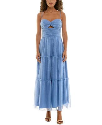 B Darlin Juniors' Sweetheart-Neck Glitter Tiered Dress