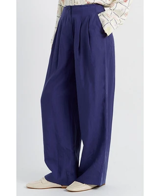 Chinti & Parker Women's Linen Blend Wide Leg Trousers