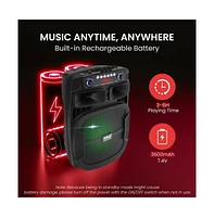 Pyle Portable Bluetooth Pa Speaker System - 800W 12 Inch Outdoor Speaker with Built-In Party Lights