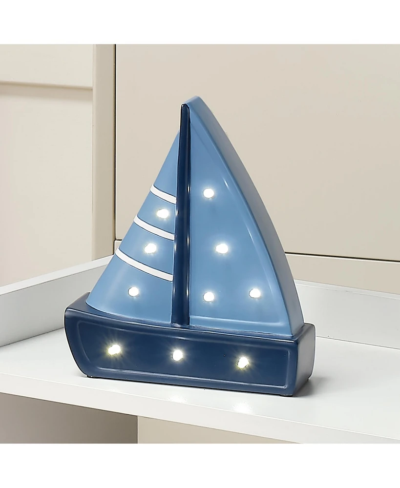 Lambs & Ivy Little Skipper Hand Painted Nautical Sailboat Table Top Lamp/Light