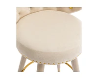 360° Swivel Counter Height Bar Stools Set of 2 with Solid Wood Legs for Kitchen or Dining Room-The Pop Home