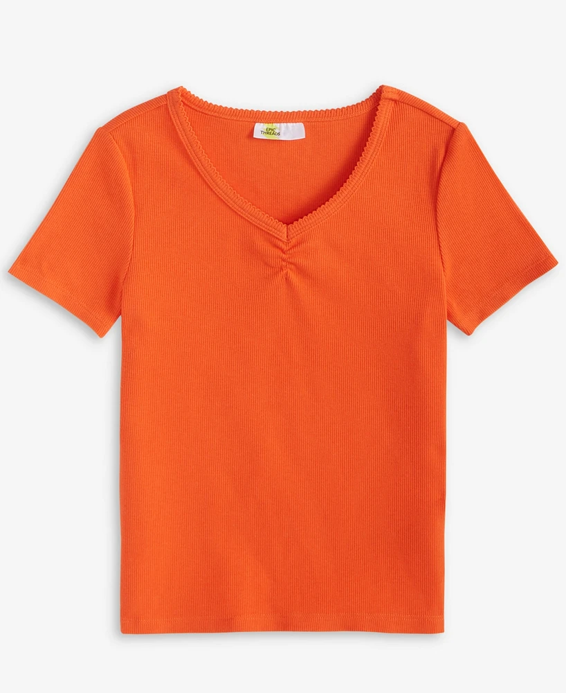 Epic Threads Little & Big Girls Ruched V-Neck Top, Exclusively at Macy's