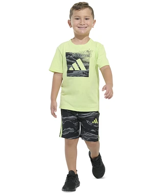 adidas Toddler & Little Boys Short-Sleeve T-Shirt & Elastic-Waistband Printed Shorts, 2 Piece Set