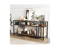 gaomon 58" Tv Stand for Tv up to 65 Inches, Entertainment Center with Open Storage Shelves, Tv Media Console Table with Quadruple-Tube Support for Liv