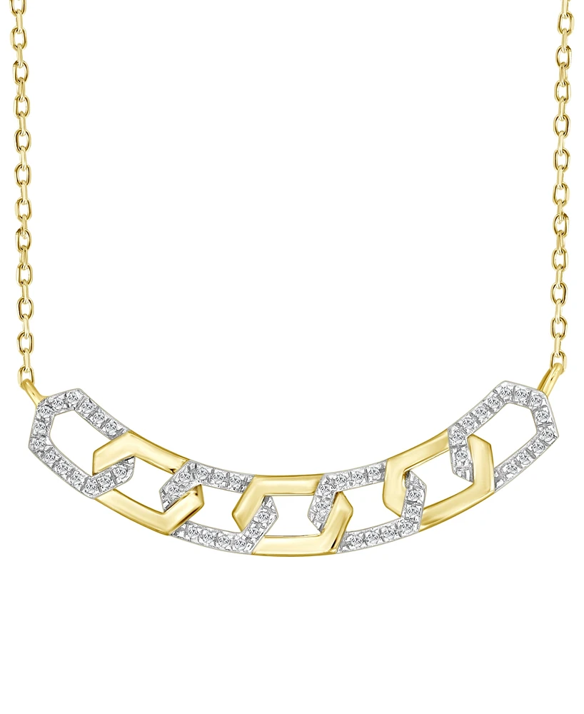 Diamond Geometric Link Pendant Necklace (1/6 ct. t.w.) in 10k Yellow Gold