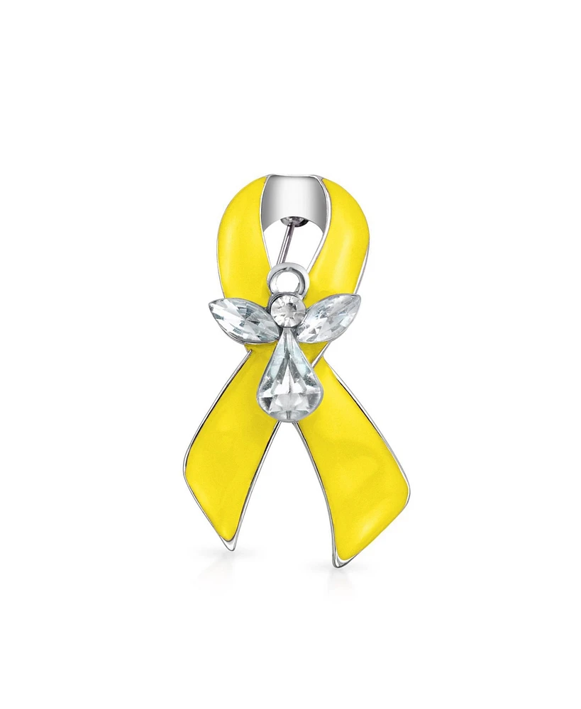 Bling Jewelry Set of 3 Ribbon Brooch Pin for Awareness Support Peace Cancer Survivor