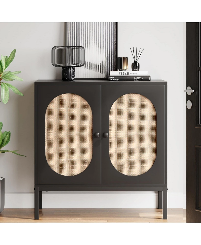 gaomon Rattan Buffet Cabinet, Sideboard Cabinet with Adjustable Shelves