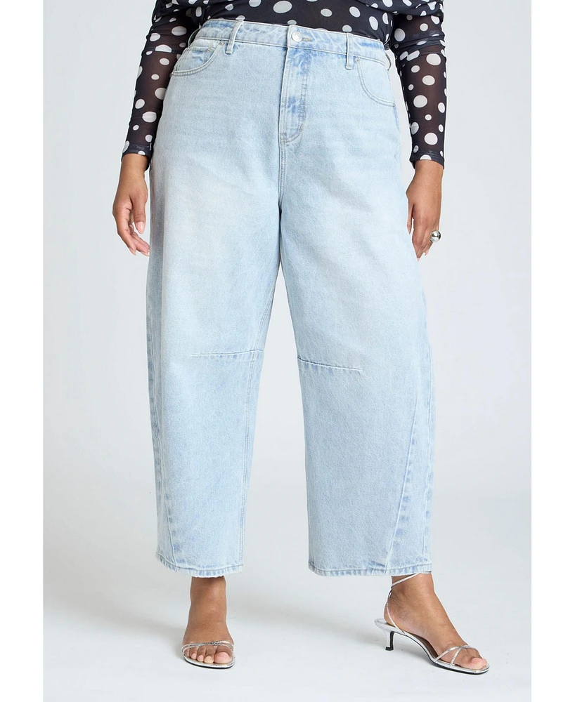 Eloquii Women's Dart Detail Barrel Leg Jean
