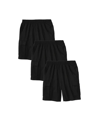KingSize Men's Lightweight Jersey Cargo Shorts, 3-Pack