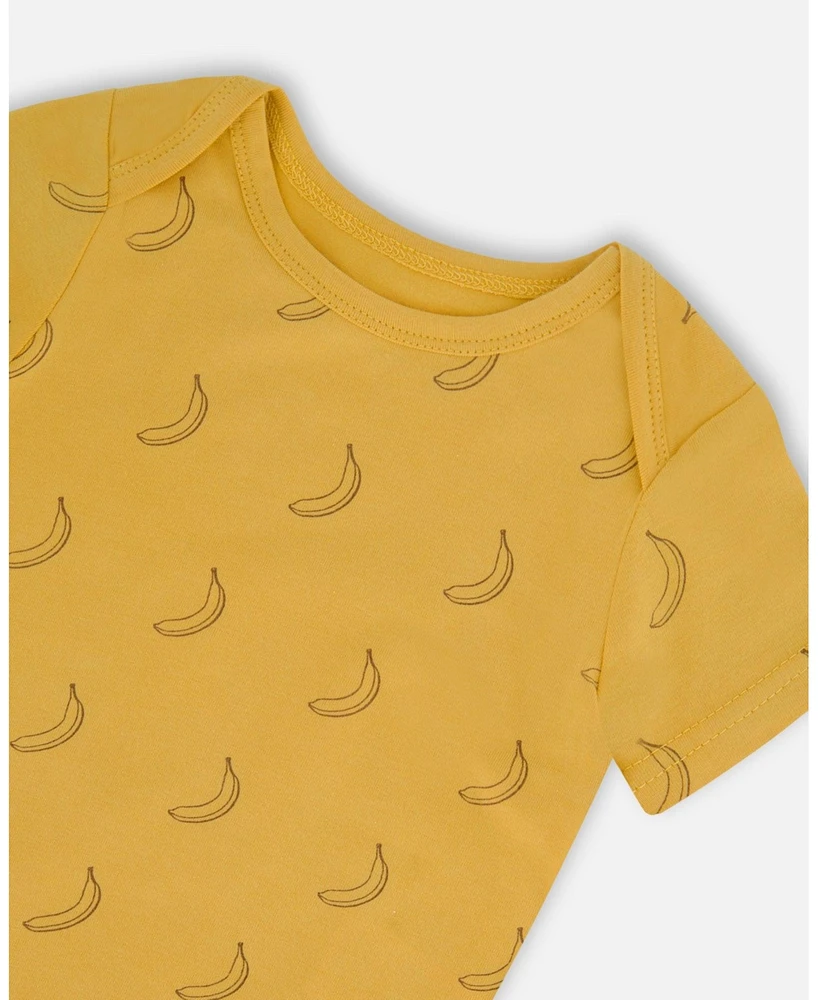 Deux par Baby Boys Cotton Onesie Printed Yellow Bananas