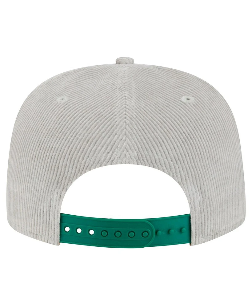 New Era Men's Gray Boston Celtics Throwback Corduroy Golfer Snapback Hat
