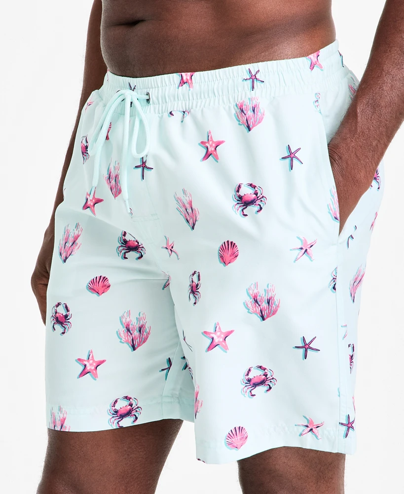 Club Room Men's Happy Crab Drawstring 7" Swim Trunks, Exclusively at Macy's