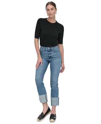 Dkny Jeans Women's High-Rise Classic Cuffed Straight-Leg