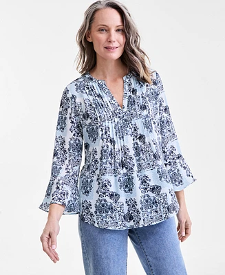 Style & Co Petite Pintuck Bell-Sleeve Top, Exclusively at Macy's
