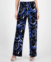 Anne Klein Petite High-Rise Pull-On Wide-Leg Pants