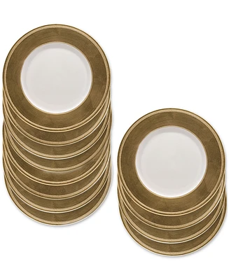 American Atelier Leaf Rim/White Charger Plates, Set of 12