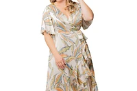 Kiyonna Plus Size Chloe Midi Wrap Dress