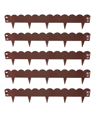 Outdoor Lawn and Garden Heavy-Duty Steel Scalloped Metal Flexible Landscape Edging Borders - 16' 5pk