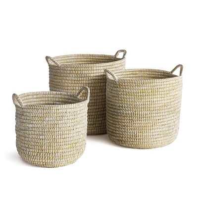 Rivergrass Round Baskets With Handles Set of 3